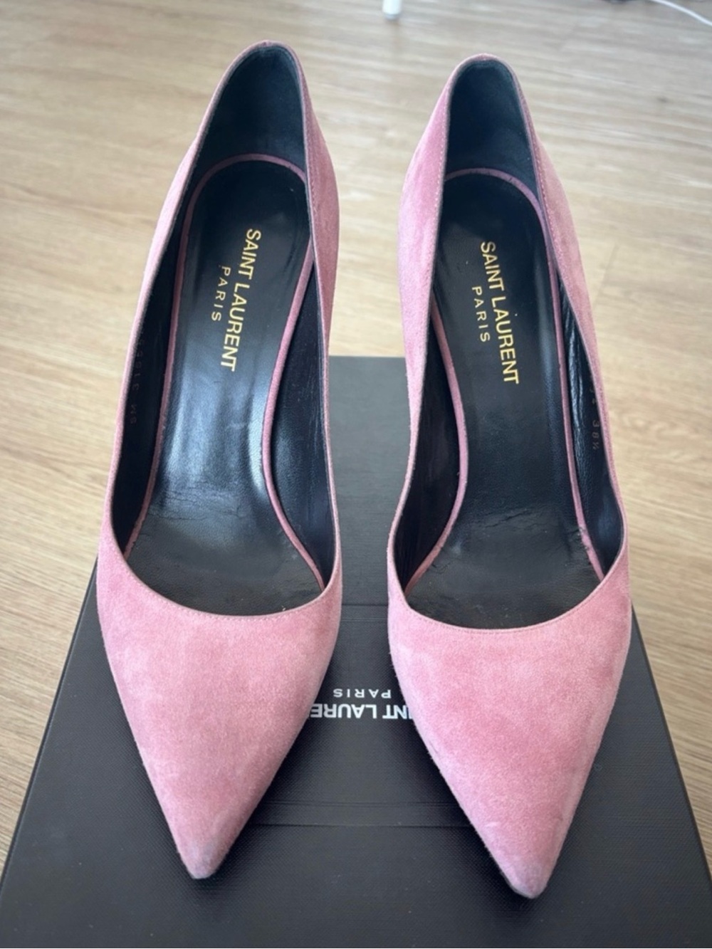 Paris Texas Pink Suede Pointed-Toe Pumps